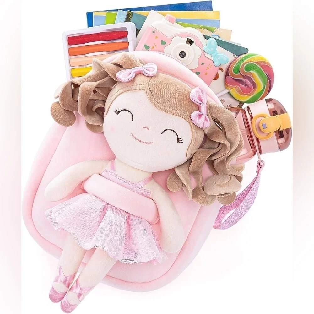 Personalized Olivia backpack ballet ballerina doll plush curly soft toy girl